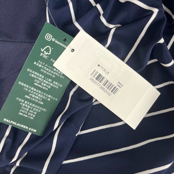 Lauren Ralph Lauren Chevron Jersey Maxi Dress Navy and White Size 10 NWT - Picture 6 of 12